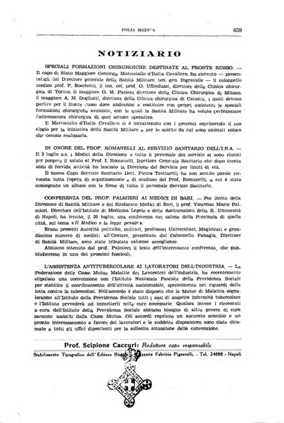 Folia medica periodico trimensile di patologia e clinica medica