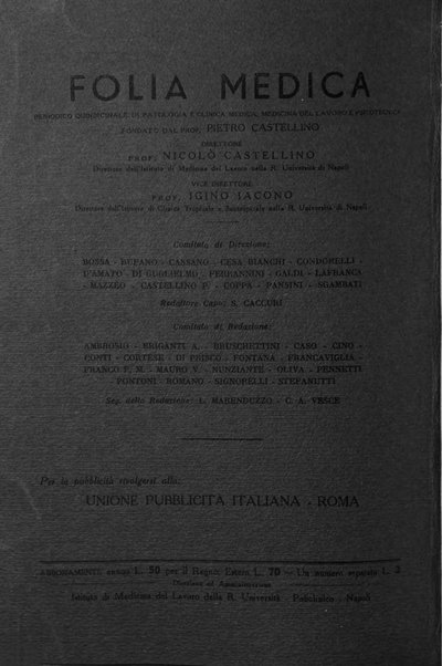 Folia medica periodico trimensile di patologia e clinica medica