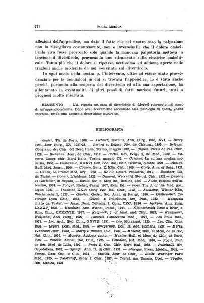 Folia medica periodico trimensile di patologia e clinica medica