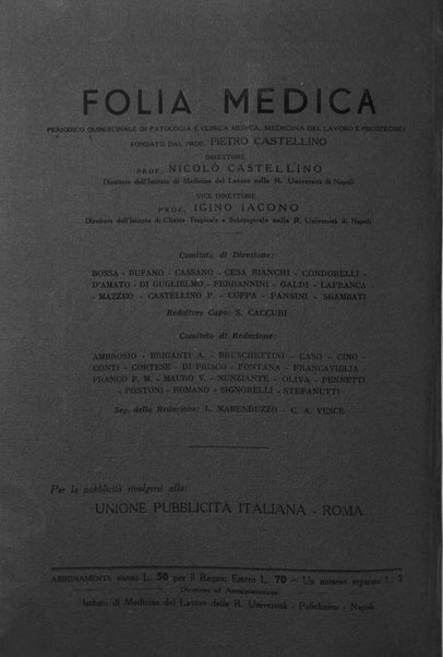 Folia medica periodico trimensile di patologia e clinica medica