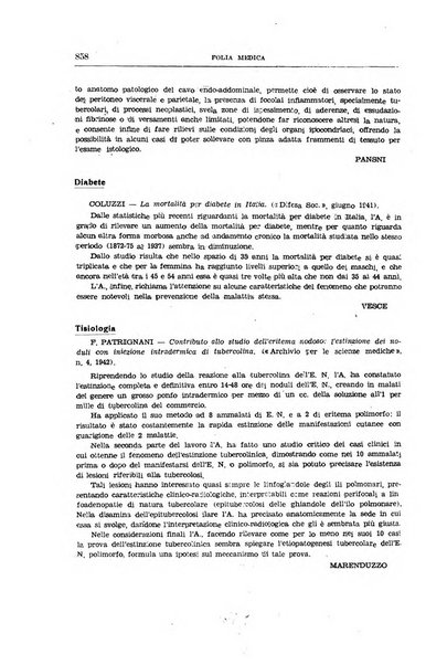 Folia medica periodico trimensile di patologia e clinica medica