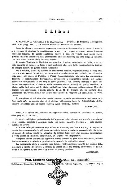 Folia medica periodico trimensile di patologia e clinica medica