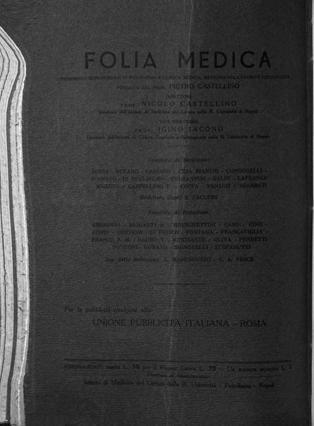 Folia medica periodico trimensile di patologia e clinica medica