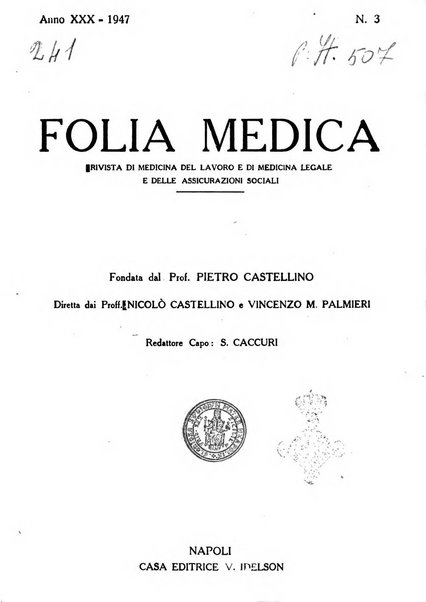 Folia medica periodico trimensile di patologia e clinica medica