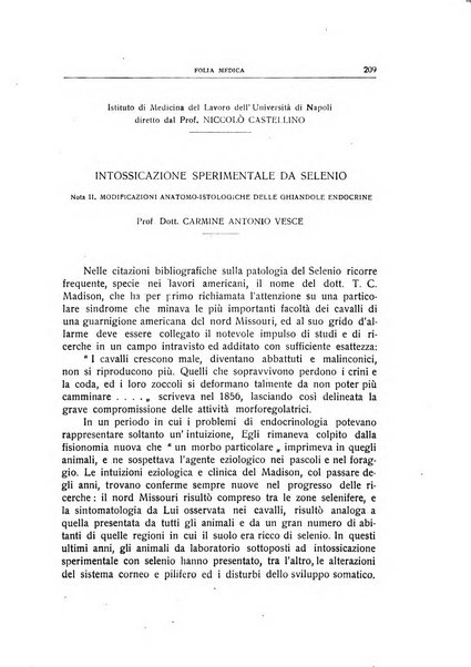 Folia medica periodico trimensile di patologia e clinica medica