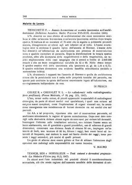 Folia medica periodico trimensile di patologia e clinica medica