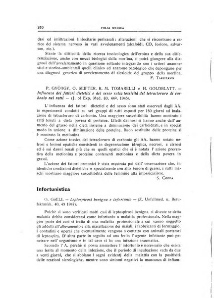 Folia medica periodico trimensile di patologia e clinica medica