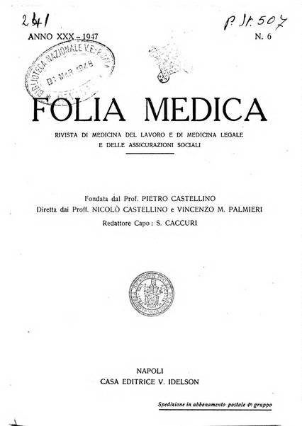 Folia medica periodico trimensile di patologia e clinica medica