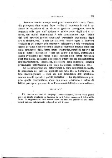 Folia medica periodico trimensile di patologia e clinica medica