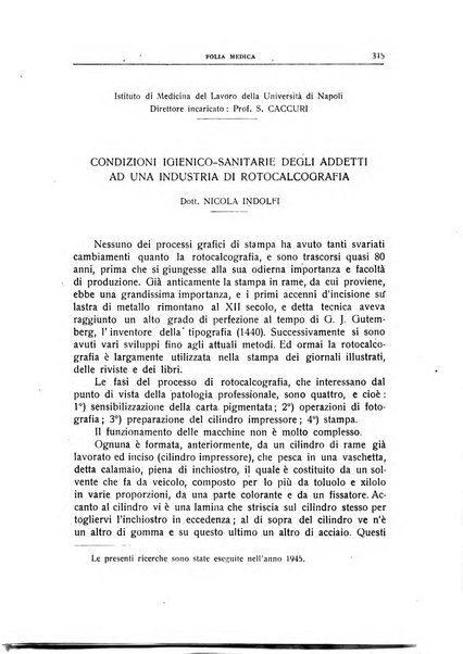 Folia medica periodico trimensile di patologia e clinica medica