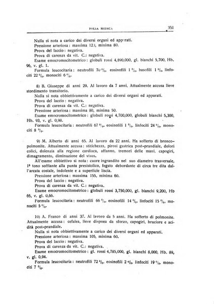 Folia medica periodico trimensile di patologia e clinica medica