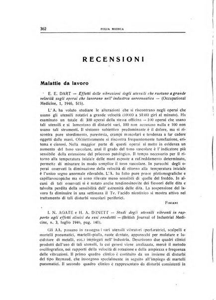 Folia medica periodico trimensile di patologia e clinica medica