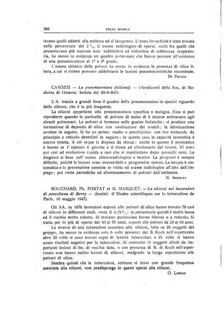 Folia medica periodico trimensile di patologia e clinica medica