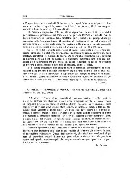 Folia medica periodico trimensile di patologia e clinica medica