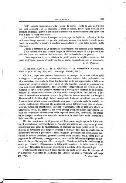 Folia medica periodico trimensile di patologia e clinica medica