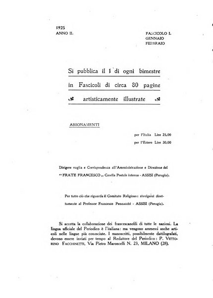 Frate Francesco organo ufficiale del Comitato religioso per le onoranze a s. Francesco di Assisi nel 7. centenario della sua morte