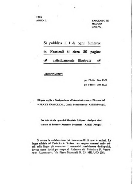 Frate Francesco organo ufficiale del Comitato religioso per le onoranze a s. Francesco di Assisi nel 7. centenario della sua morte