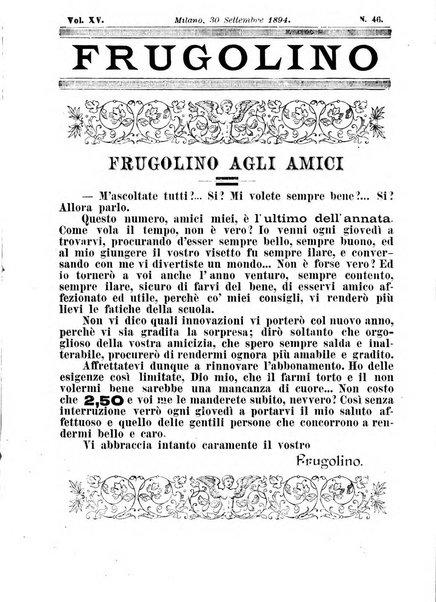 Frugolino giornale dei fanciulli