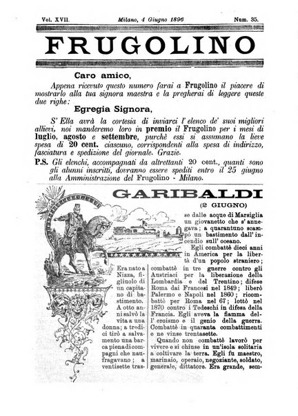 Frugolino giornale dei fanciulli