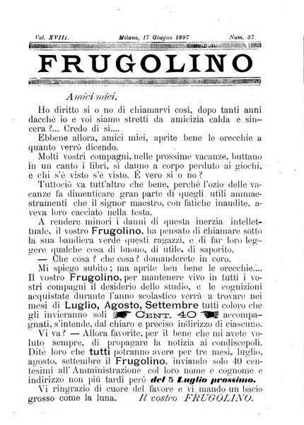 Frugolino giornale dei fanciulli