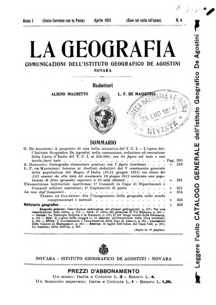 La geografia comunicazioni dell'Istituto geografico De Agostini