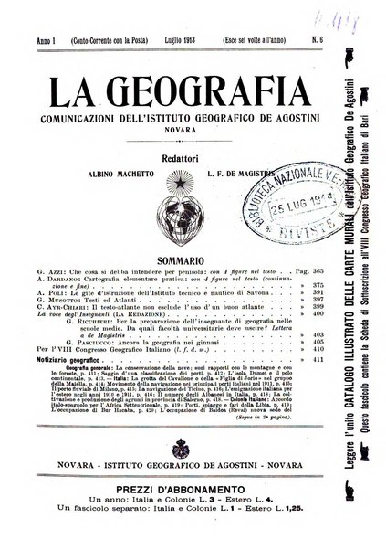 La geografia comunicazioni dell'Istituto geografico De Agostini