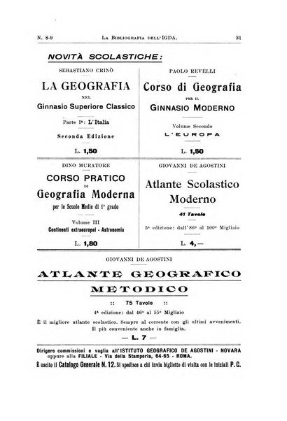 La geografia comunicazioni dell'Istituto geografico De Agostini