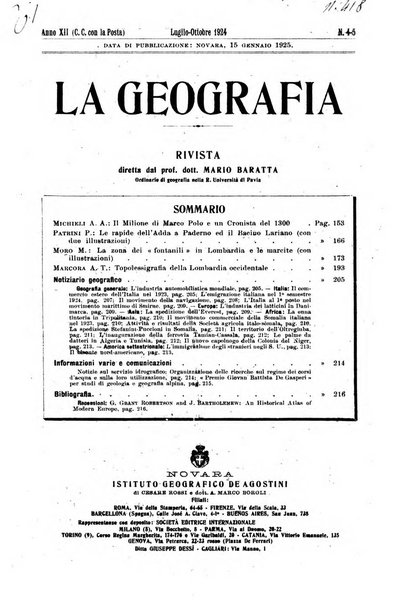 La geografia comunicazioni dell'Istituto geografico De Agostini