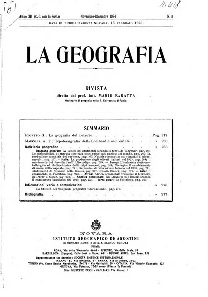 La geografia comunicazioni dell'Istituto geografico De Agostini