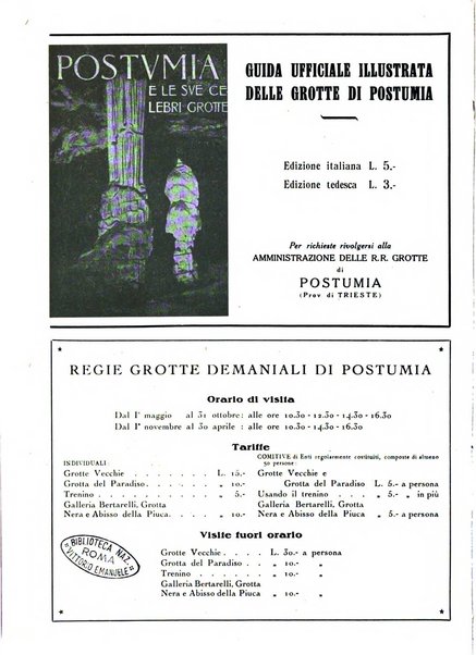 Le grotte d'Italia organo ufficiale dell'azienda autonoma di Stato delle R. Grotte demaniali di Postumia