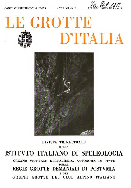 Le grotte d'Italia organo ufficiale dell'azienda autonoma di Stato delle R. Grotte demaniali di Postumia