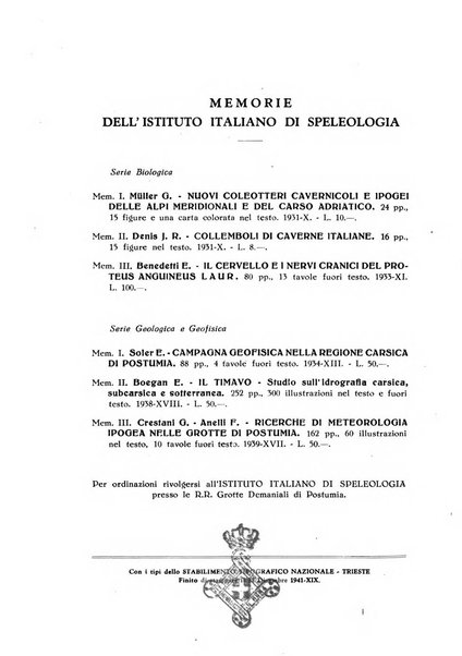 Le grotte d'Italia organo ufficiale dell'azienda autonoma di Stato delle R. Grotte demaniali di Postumia