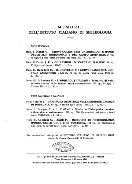 Le grotte d'Italia organo ufficiale dell'azienda autonoma di Stato delle R. Grotte demaniali di Postumia