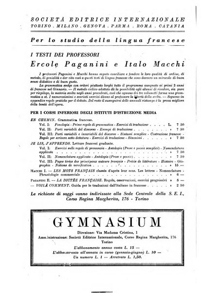 Gymnasium rivista didattico-letteraria per le scuole medie