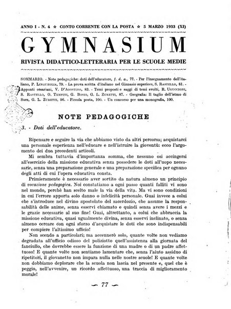 Gymnasium rivista didattico-letteraria per le scuole medie