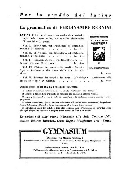 Gymnasium rivista didattico-letteraria per le scuole medie