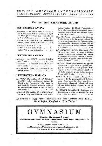 Gymnasium rivista didattico-letteraria per le scuole medie