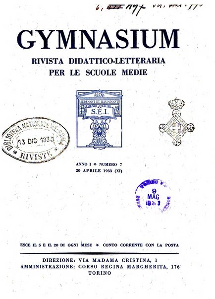 Gymnasium rivista didattico-letteraria per le scuole medie