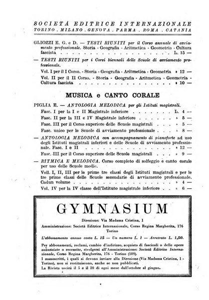 Gymnasium rivista didattico-letteraria per le scuole medie