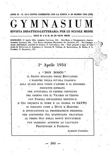 Gymnasium rivista didattico-letteraria per le scuole medie