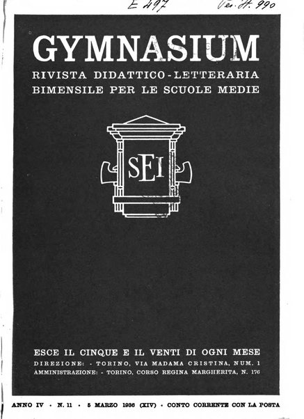 Gymnasium rivista didattico-letteraria per le scuole medie