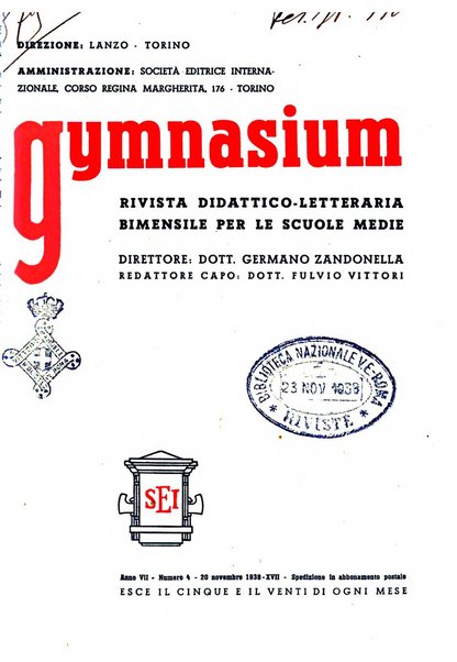 Gymnasium rivista didattico-letteraria per le scuole medie