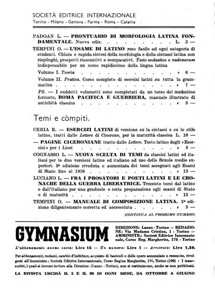 Gymnasium rivista didattico-letteraria per le scuole medie