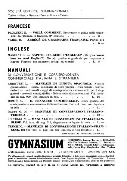 Gymnasium rivista didattico-letteraria per le scuole medie