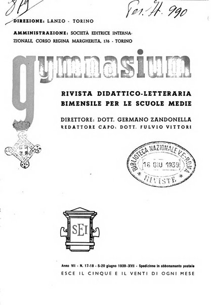 Gymnasium rivista didattico-letteraria per le scuole medie