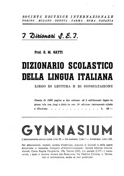 Gymnasium rivista didattico-letteraria per le scuole medie