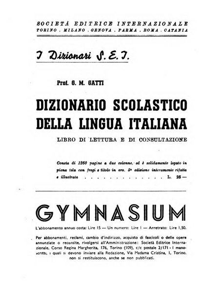 Gymnasium rivista didattico-letteraria per le scuole medie