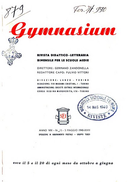 Gymnasium rivista didattico-letteraria per le scuole medie