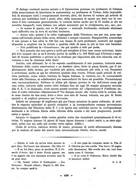 Gymnasium rivista didattico-letteraria per le scuole medie