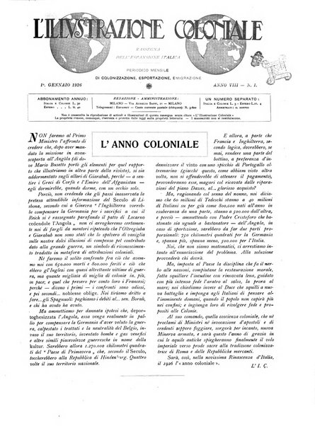 L'illustrazione coloniale rivista mensile sotto gli auspicii dell'Istituto coloniale italiano